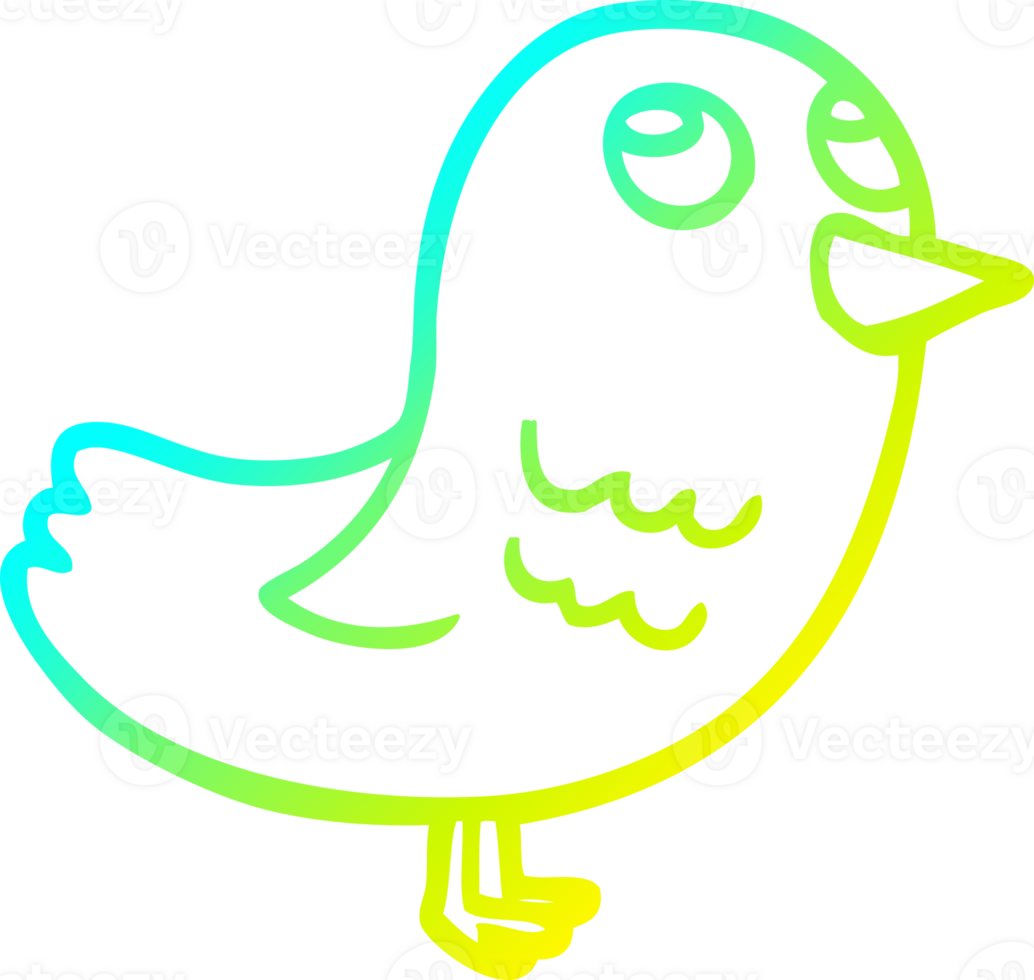cold gradient line drawing of a cartoon garden bird png