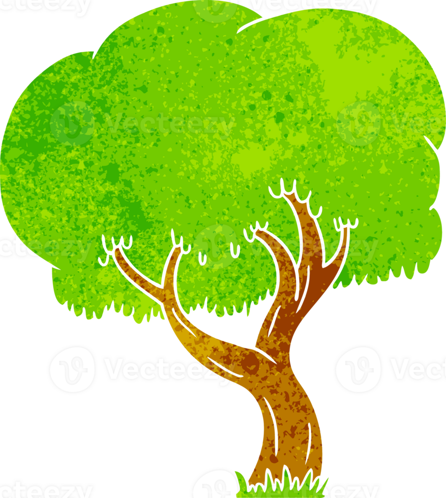 hand drawn retro cartoon doodle of a summer tree png