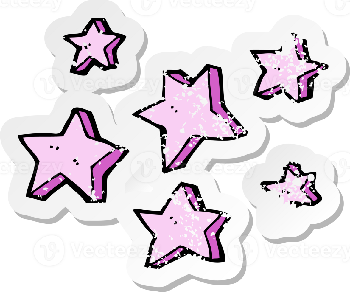 retro distressed sticker of a cartoon stars png