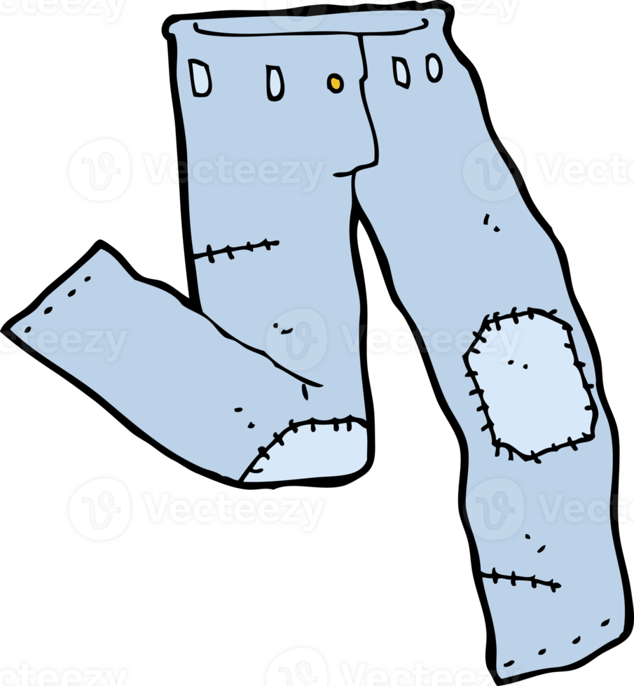 cartoon patched old jeans png