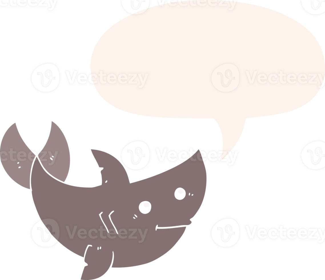 cartoon shark with speech bubble in retro style png