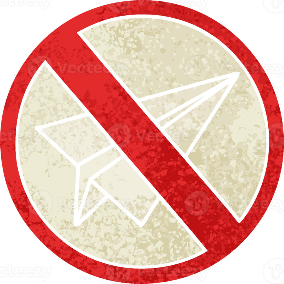 retro illustration style cartoon of a no paper aeroplanes allowed png