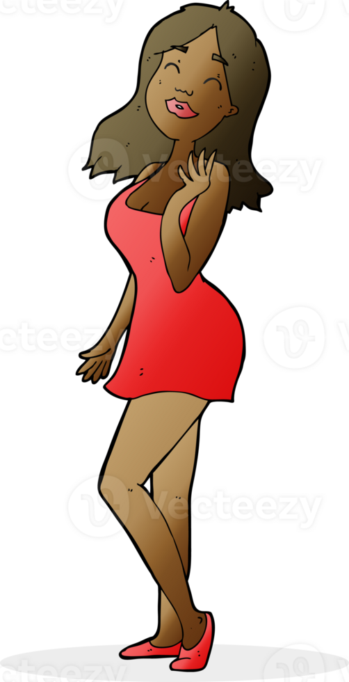 cartoon pretty woman in cocktail dress png