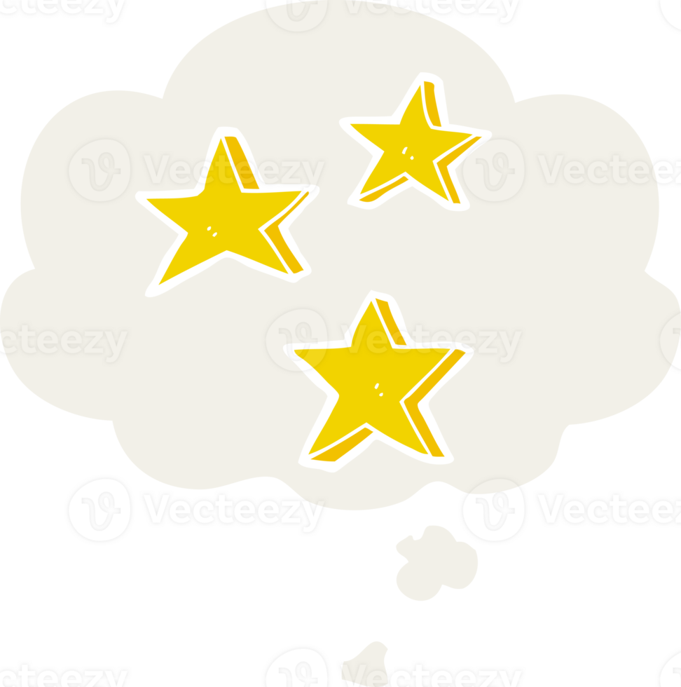 cartoon stars with thought bubble in retro style png