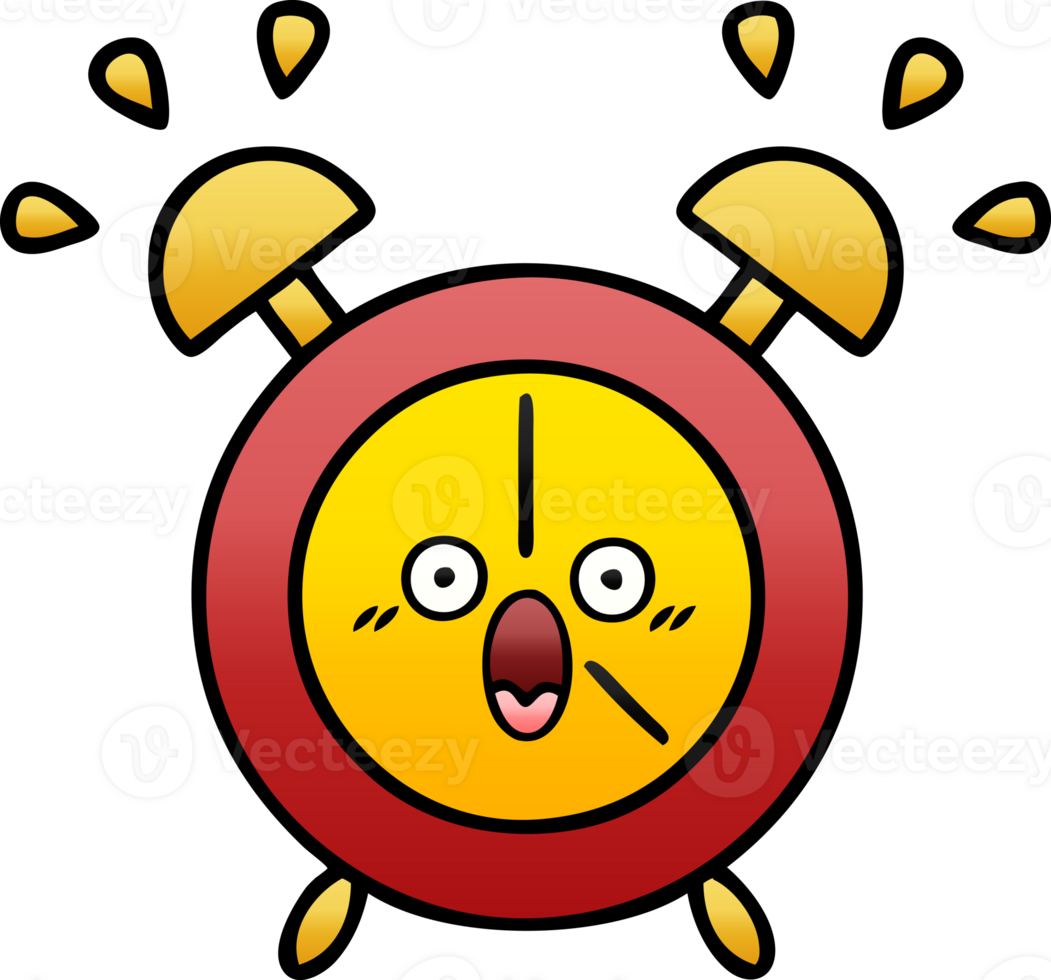gradient shaded cartoon of a alarm clock png