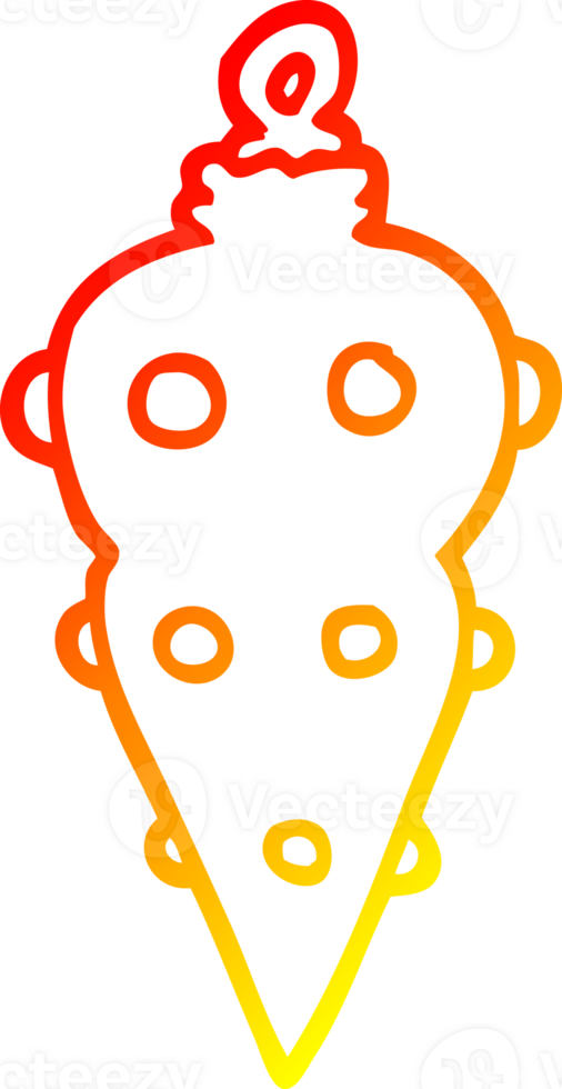 warm gradient line drawing of a cartoon christmas decoration png