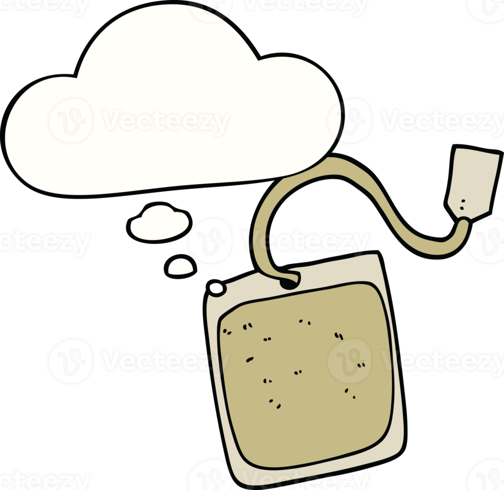 cartoon tea bag with thought bubble png