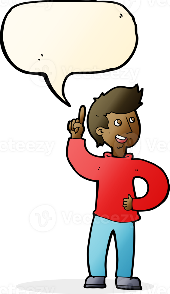 cartoon man with idea with speech bubble png