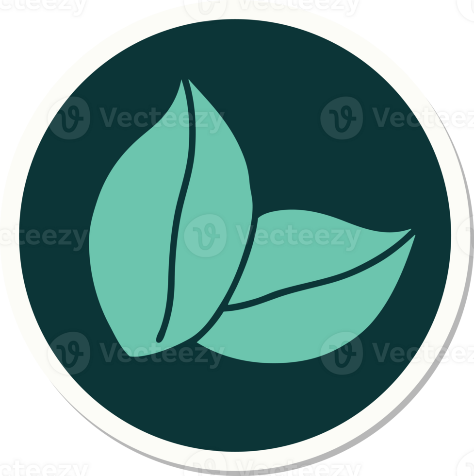 sticker of tattoo in traditional style of leaves png