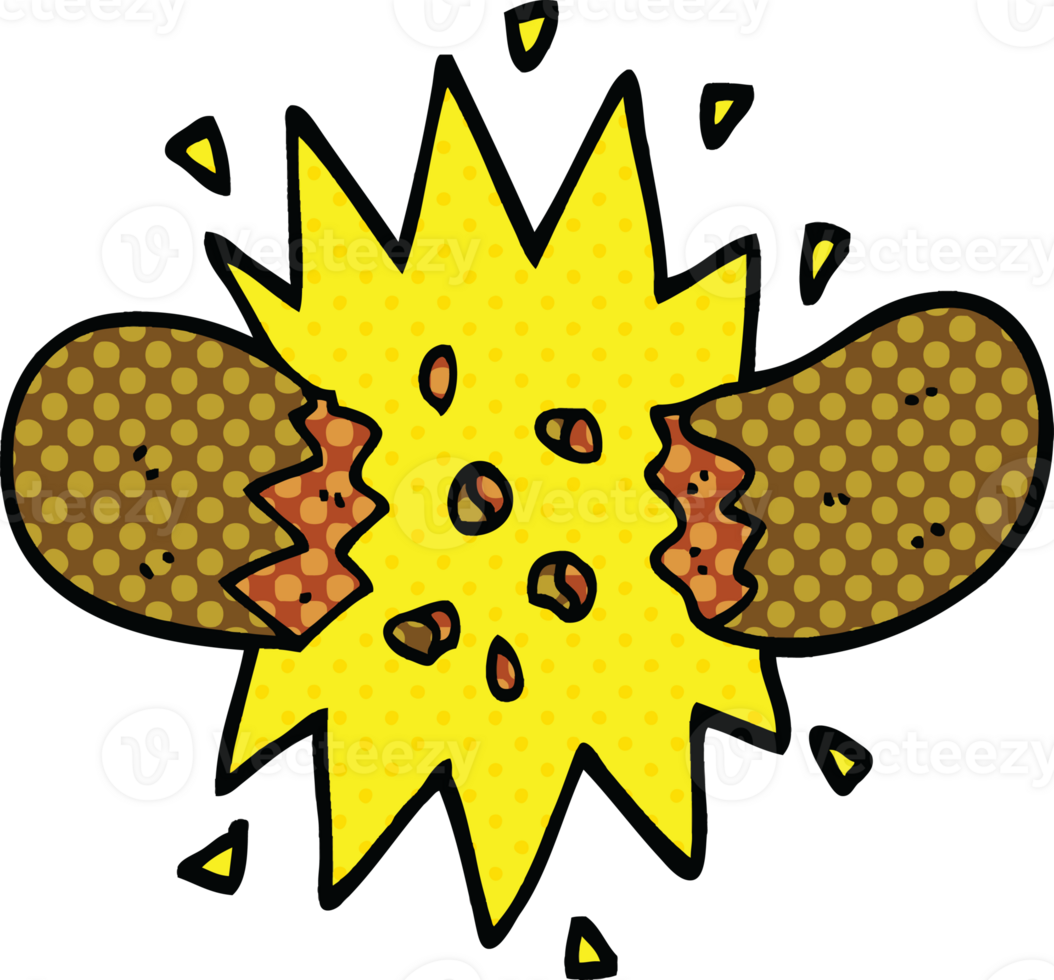 comic book style cartoon exploding sausage png