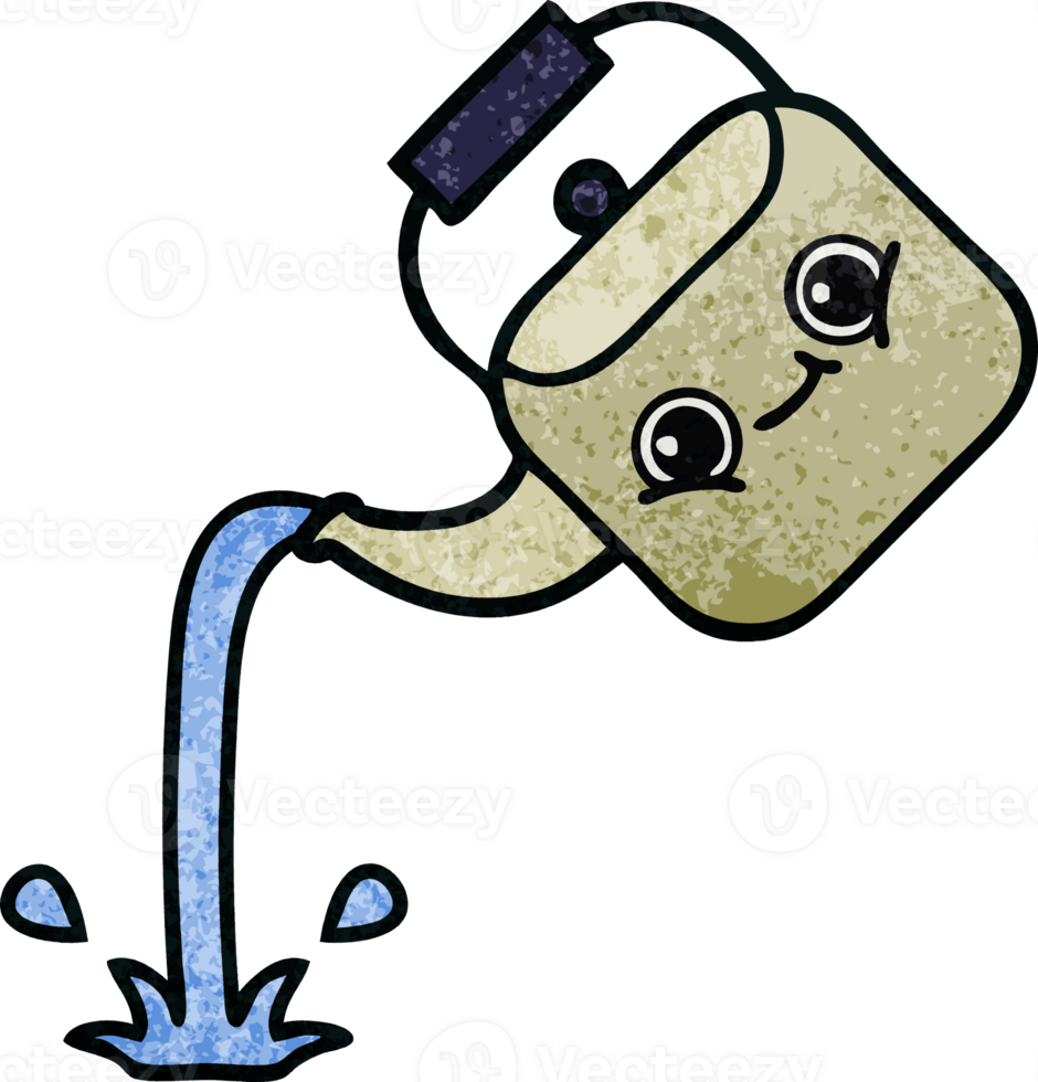 retro grunge texture cartoon of a pouring kettle png