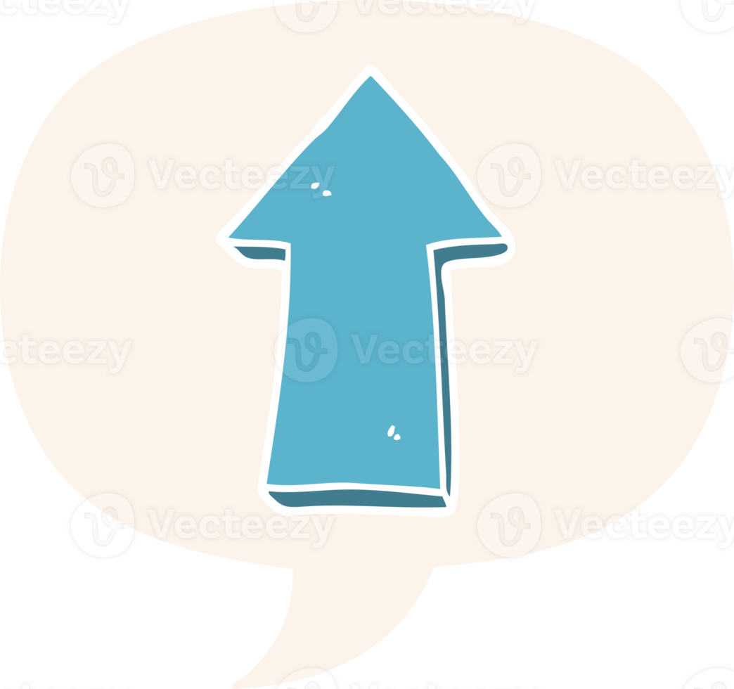 cartoon arrow with speech bubble in retro style png