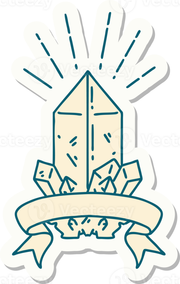 sticker of a tattoo style quartz crystal png