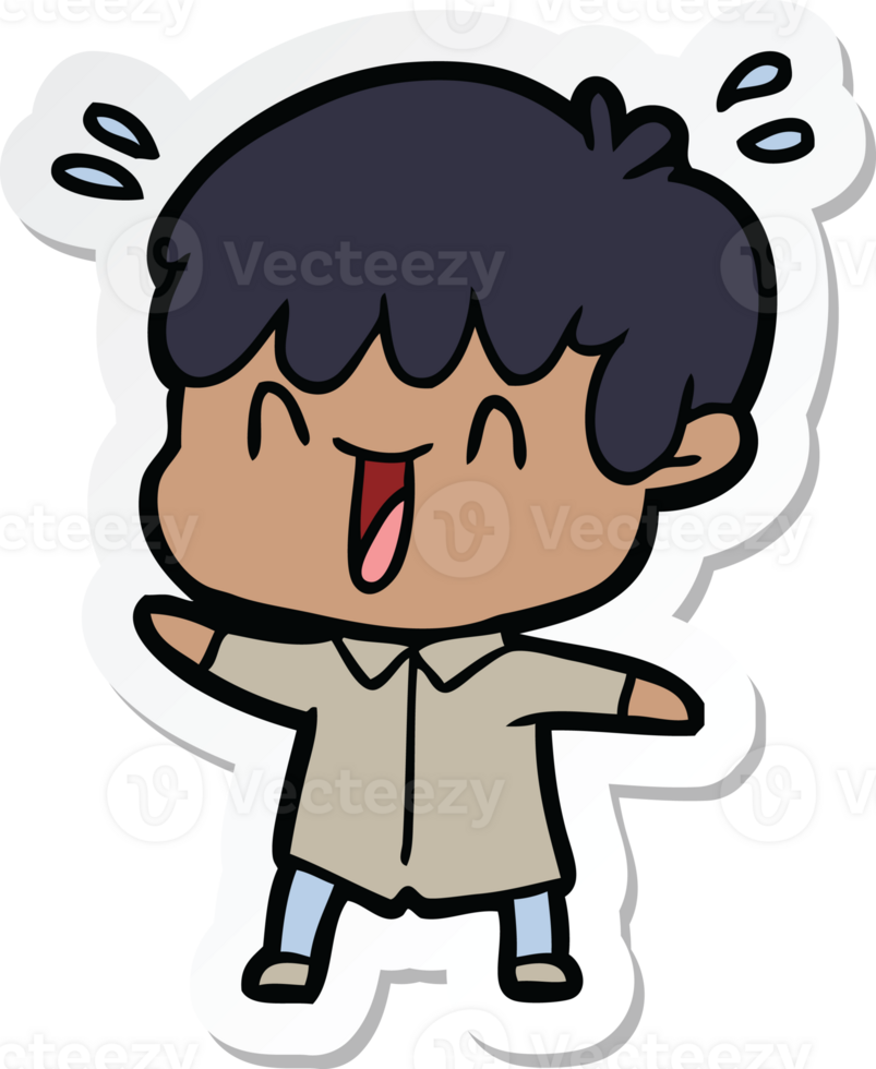 sticker of a cartoon laughing boy png