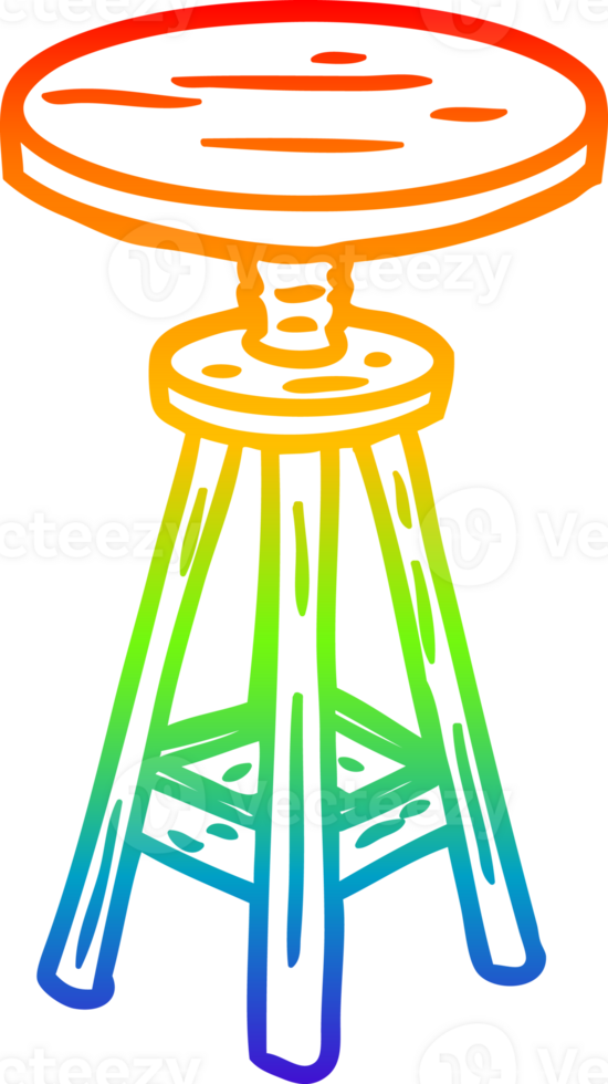 rainbow gradient line drawing of a adjustable artist stool png