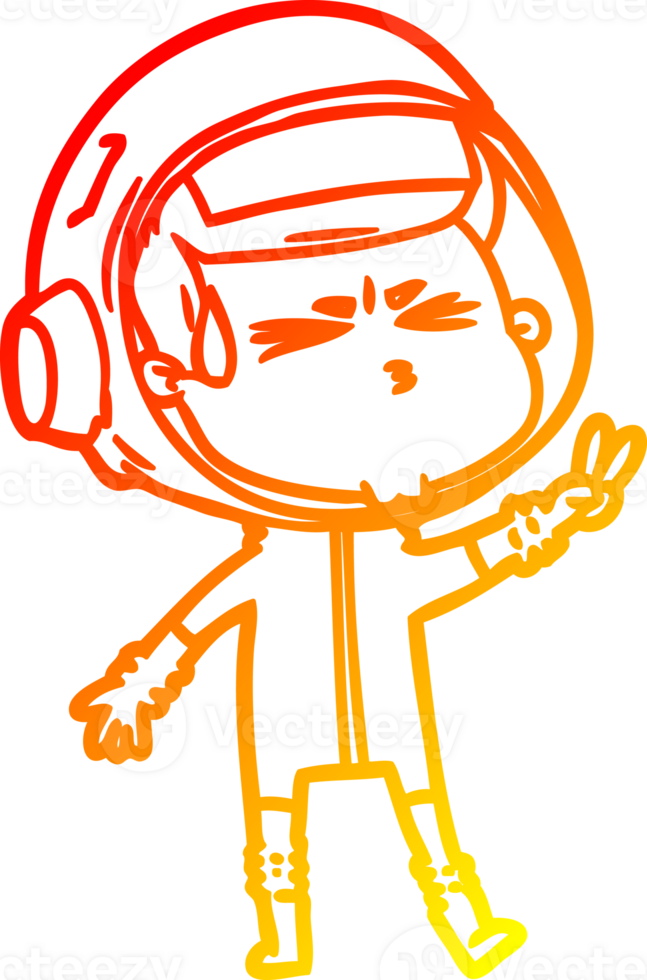 warm gradient line drawing of a cartoon stressed astronaut png
