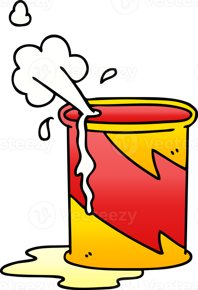 gradient shaded quirky cartoon exploding oil can png