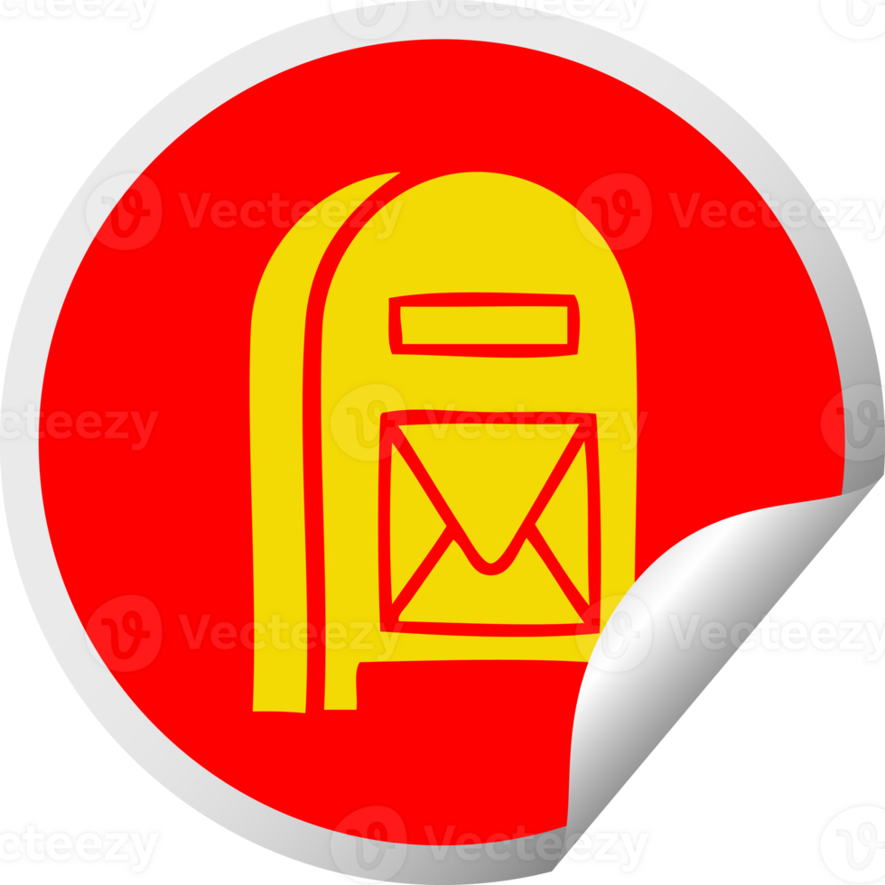 circular peeling sticker cartoon of a mail box png