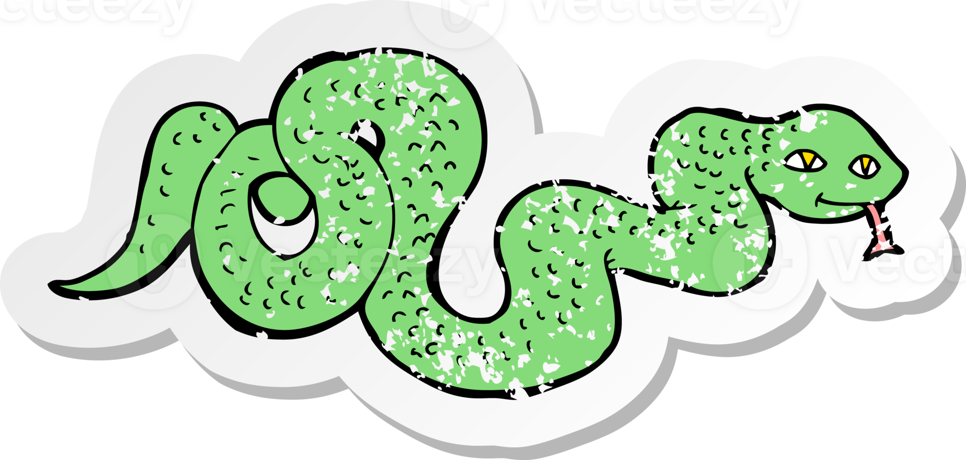 retro distressed sticker of a cartoon snake png