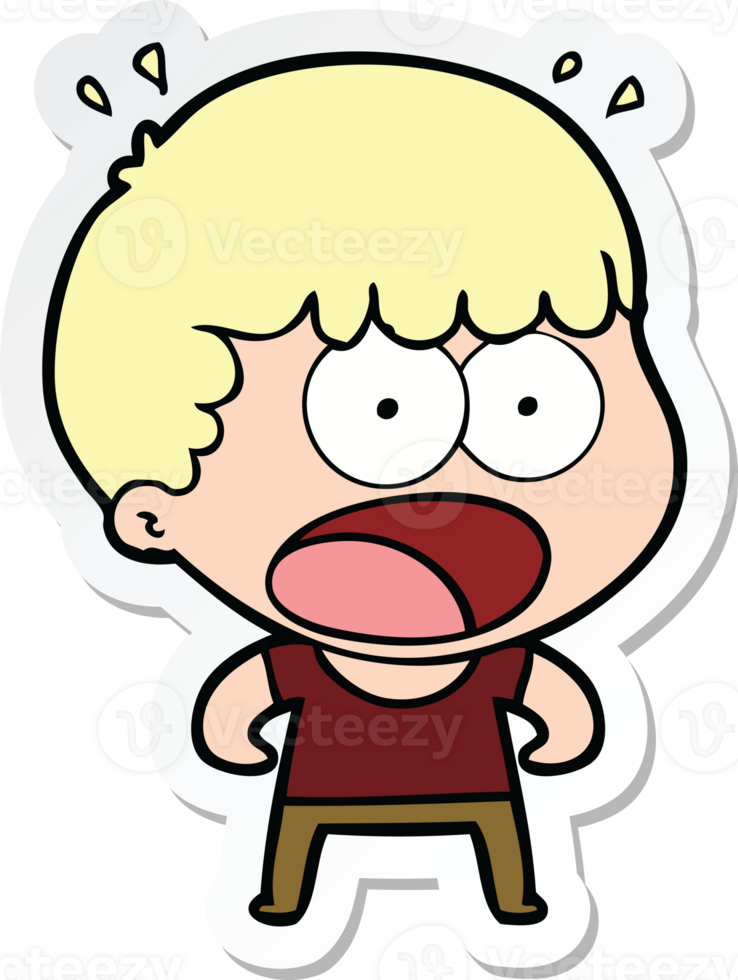 sticker of a cartoon shocked man png