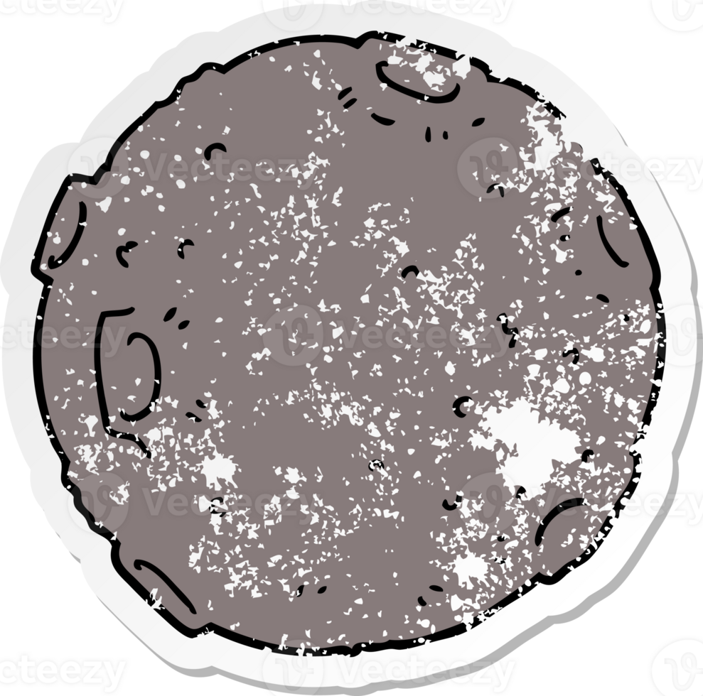 distressed sticker of a cartoon moon png