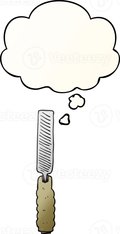 cartoon metal file with thought bubble in smooth gradient style png