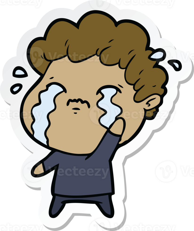 sticker of a cartoon man crying png