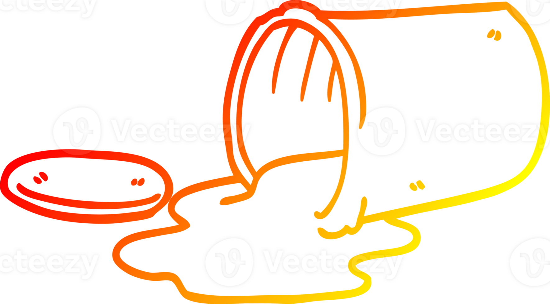 warm gradient line drawing of a cartoon of spilt food png