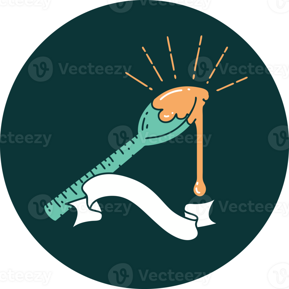 icon of a tattoo style spoonful of honey png