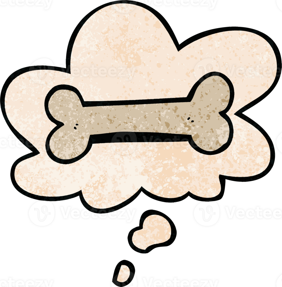 cartoon bone and thought bubble in grunge texture pattern style png