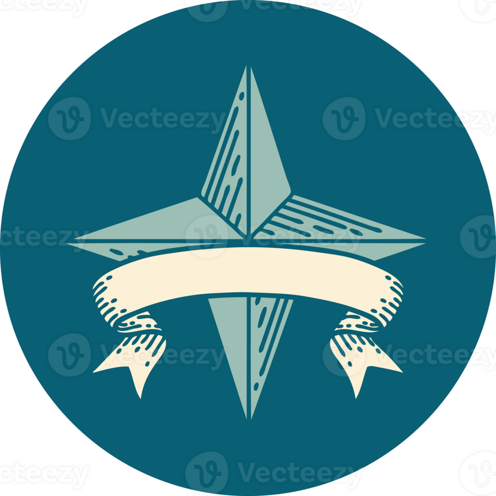 icon with banner of a star png