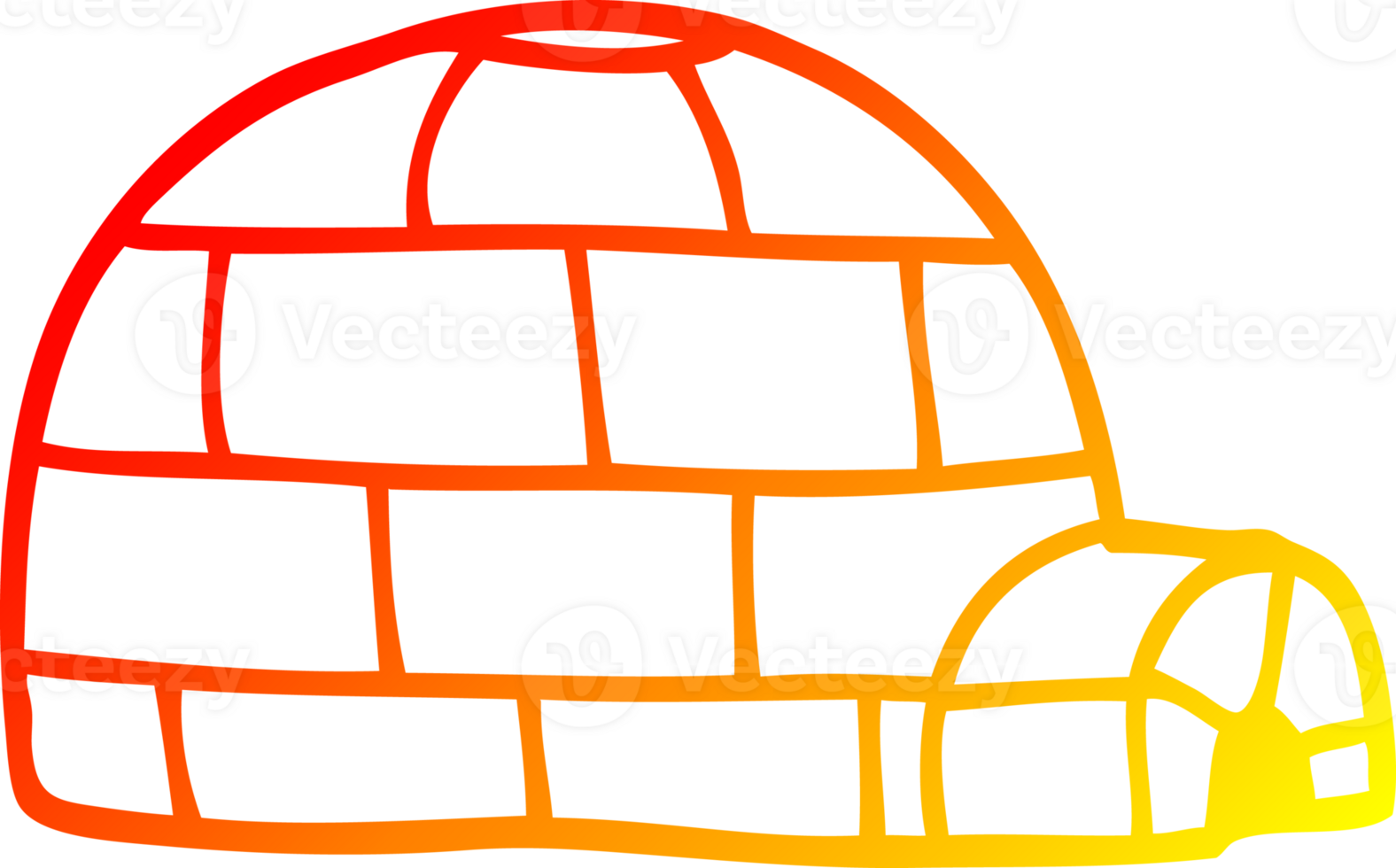 warm gradient line drawing cartoon ice igloo png
