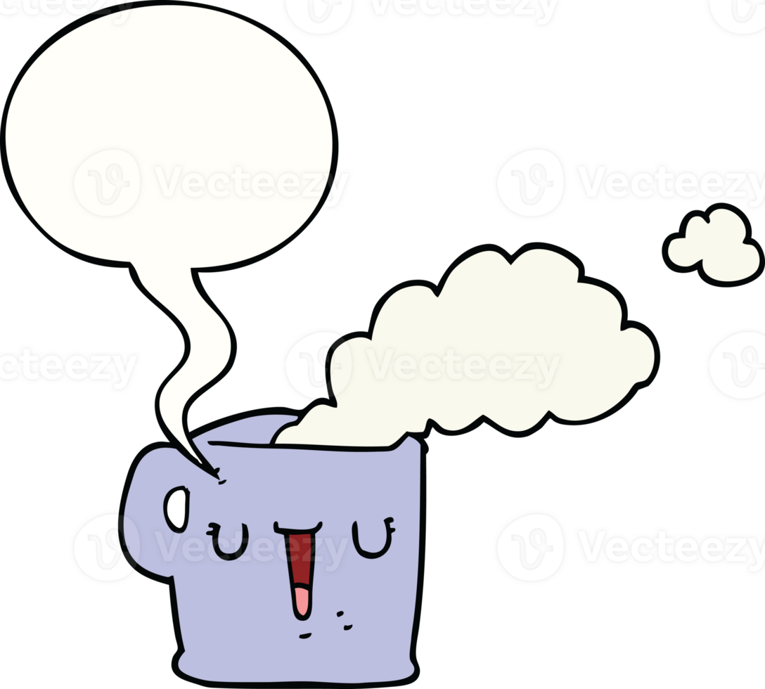 cartoon hot cup of coffee and speech bubble png