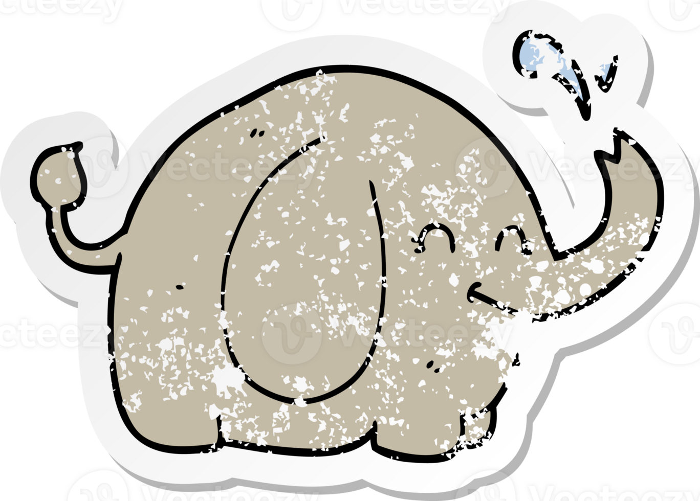 distressed sticker of a cartoon elephant png