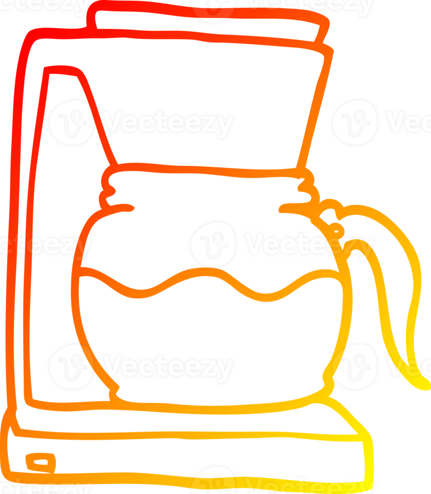 warm gradient line drawing cartoon coffee machine png