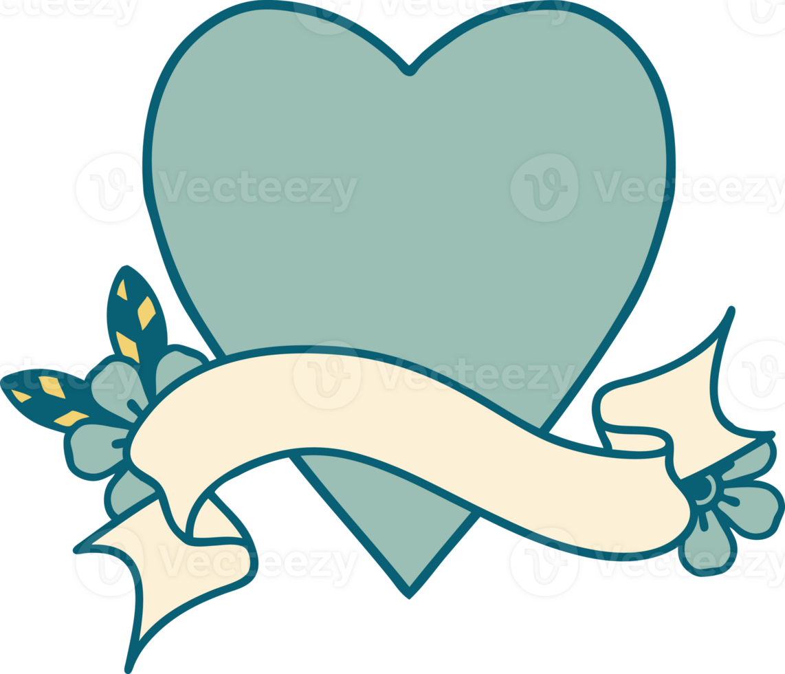 tattoo with banner of a heart png