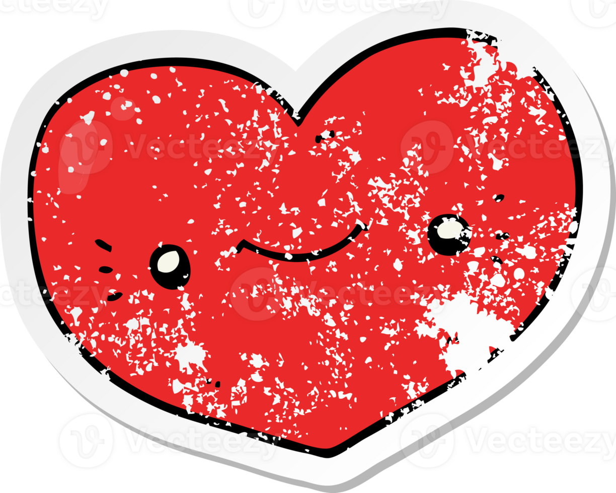 distressed sticker of a heart cartoon character png