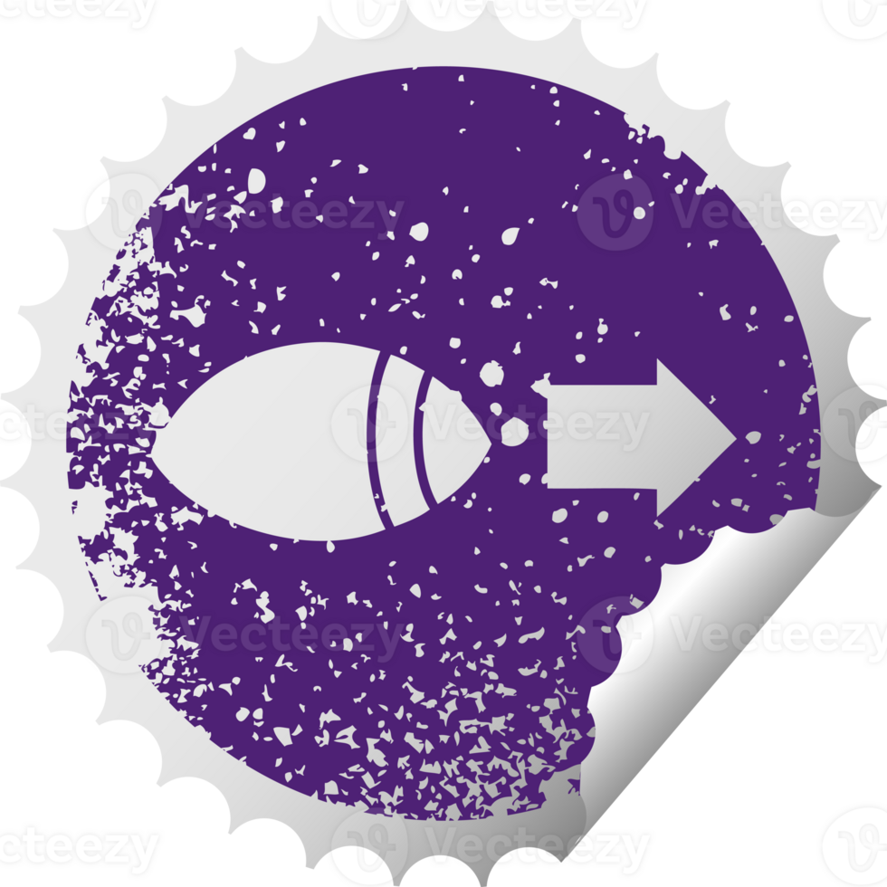 distressed circular peeling sticker symbol eye looking to one side png