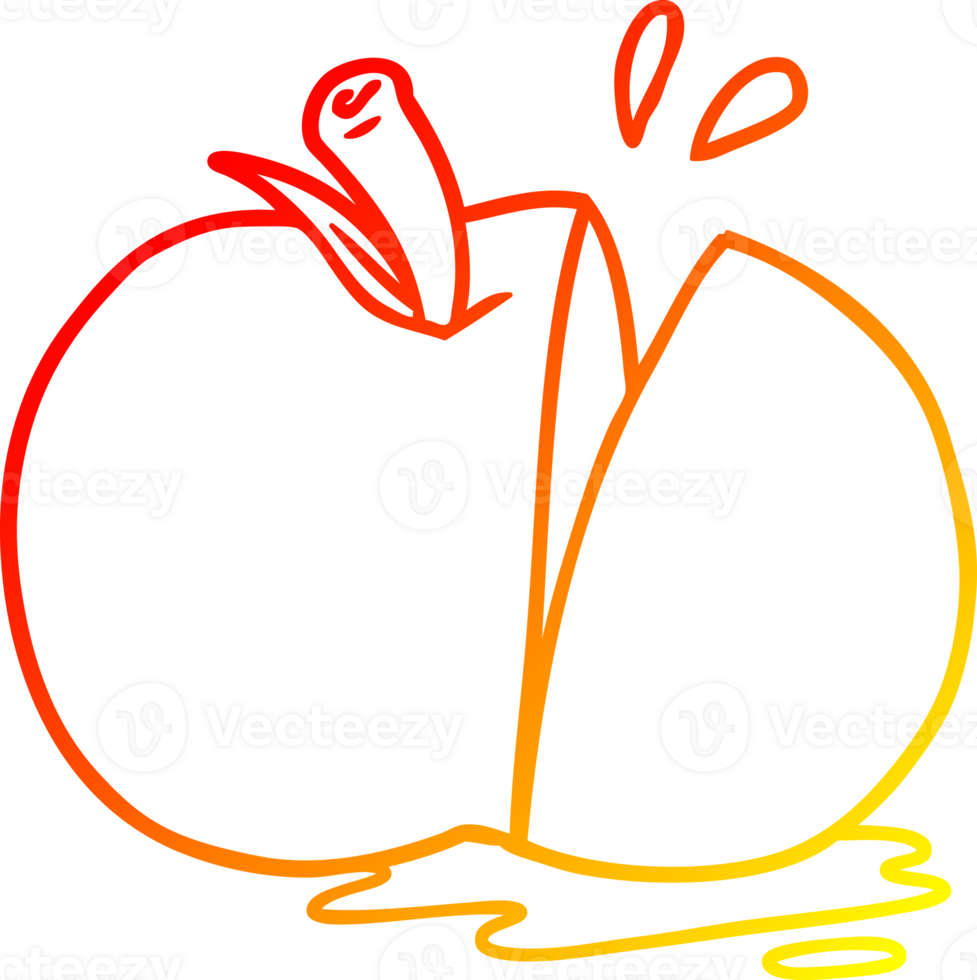 warm gradient line drawing cartoon sliced apple png
