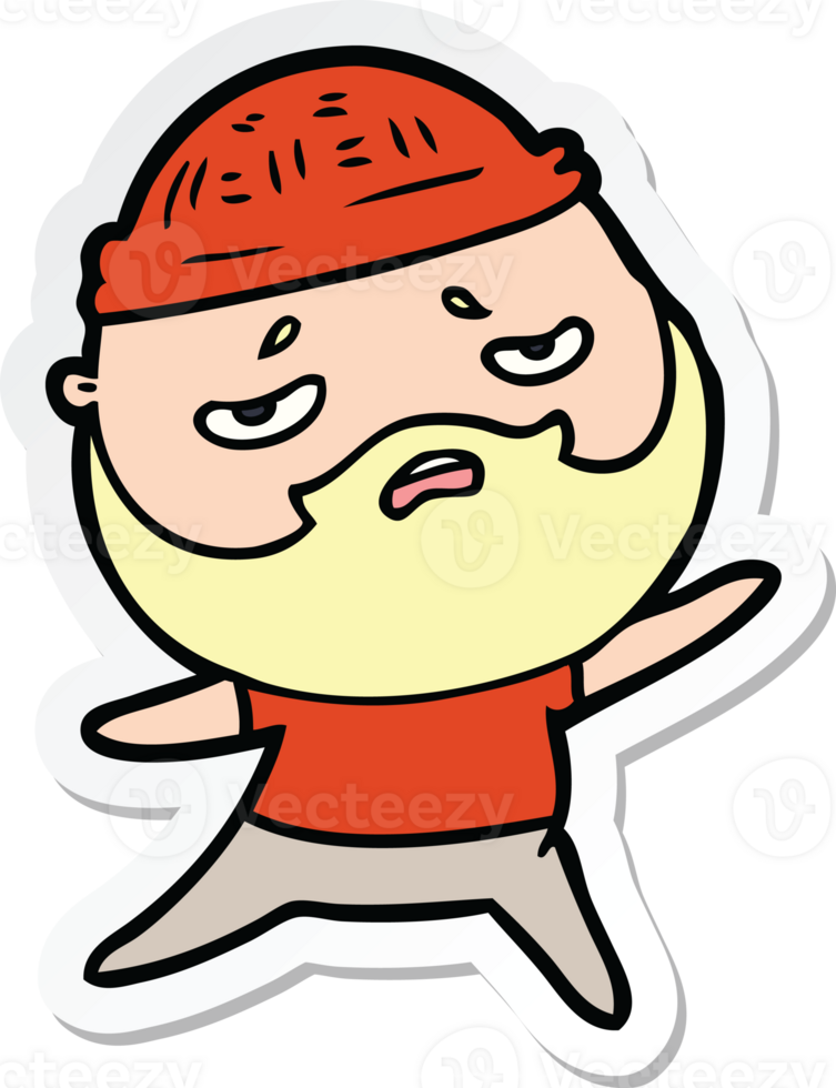 sticker of a cartoon worried man with beard png