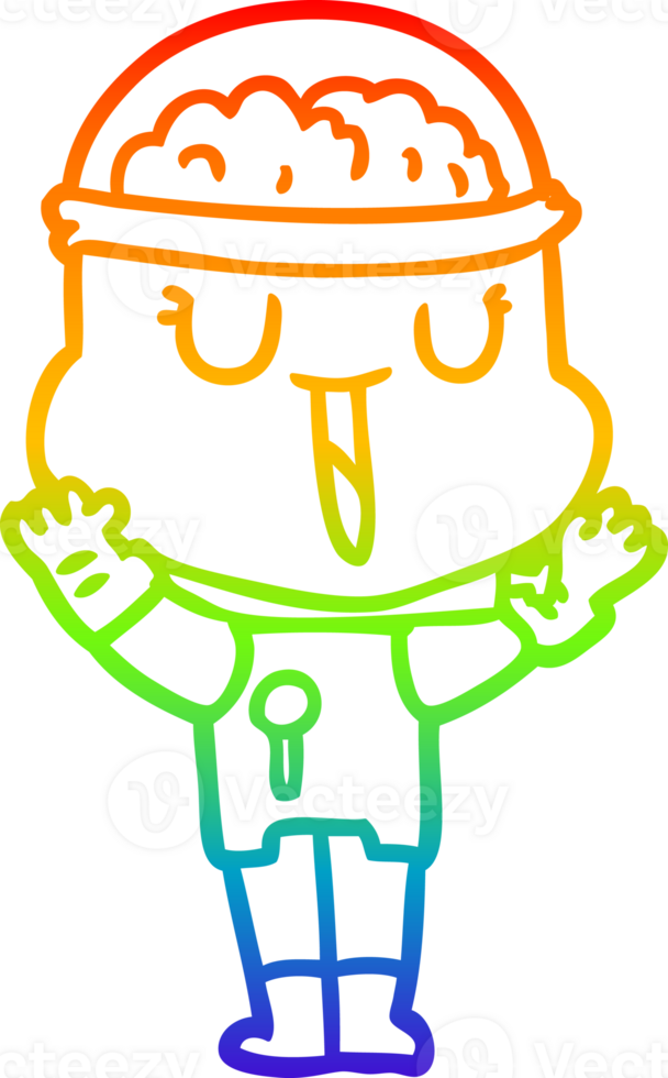 rainbow gradient line drawing happy cartoon robot png