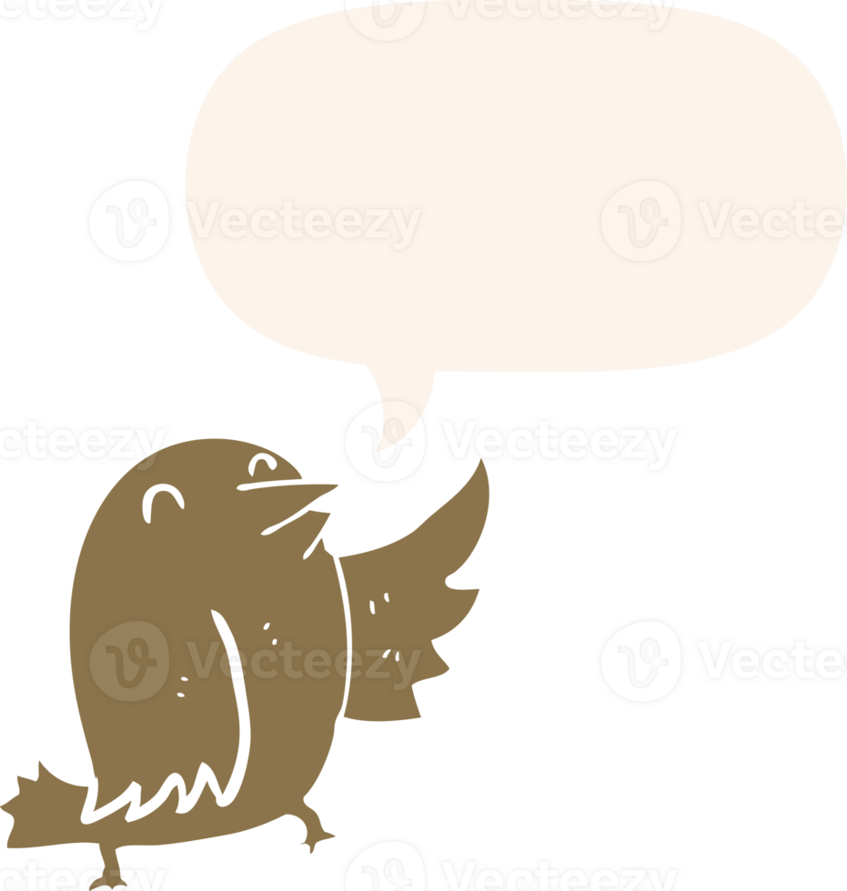 cartoon bird and speech bubble in retro style png