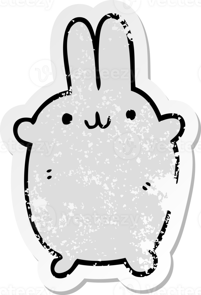 distressed sticker of a cartoon rabbit png