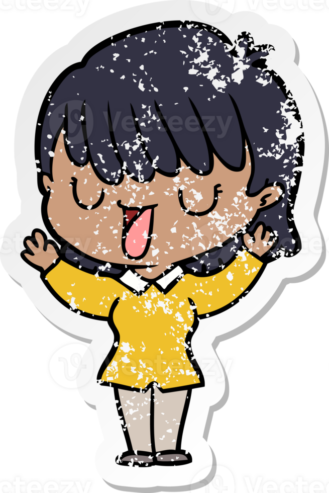 distressed sticker of a cartoon woman png