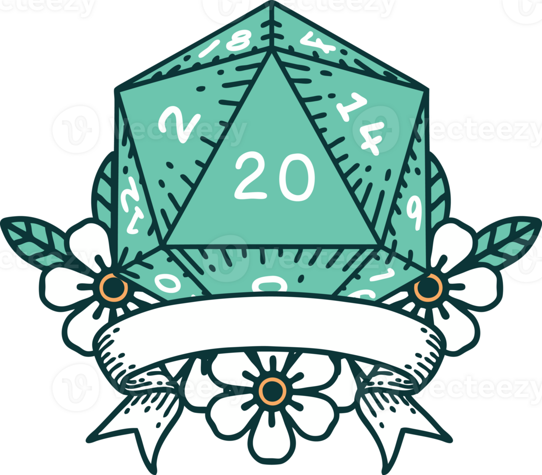 natural 20 critical hit D20 dice roll illustration 44932921 PNG
