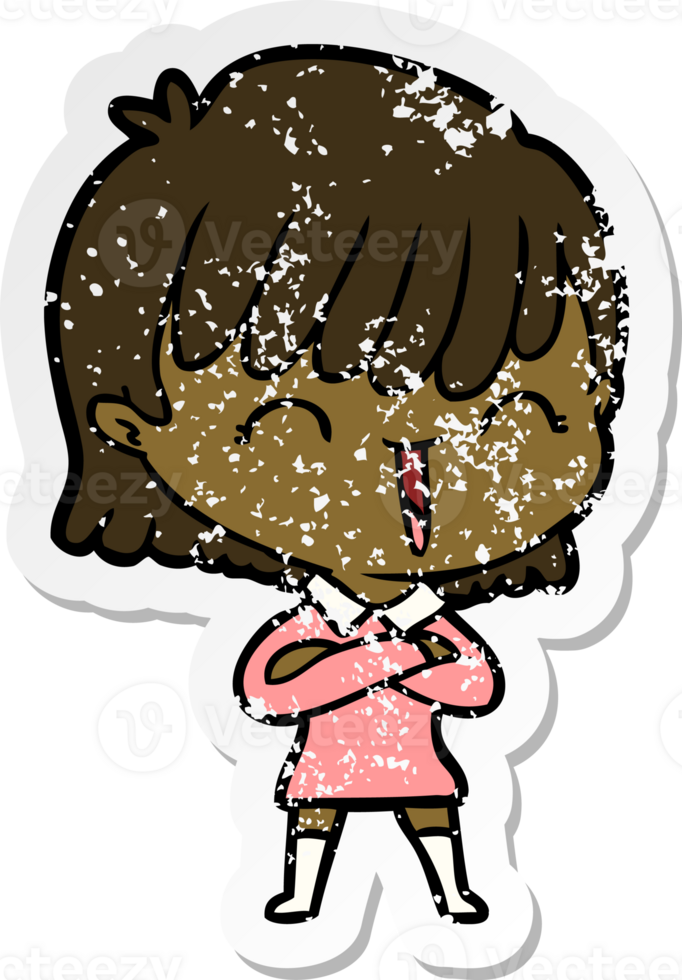 distressed sticker of a cartoon woman png