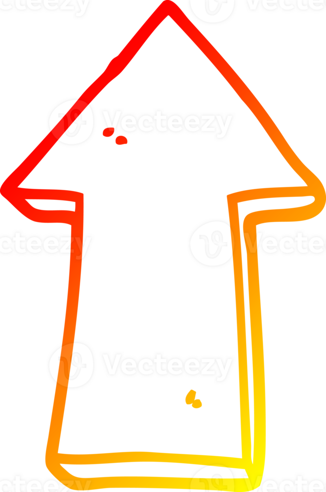 warm gradient line drawing of a cartoon arrow png