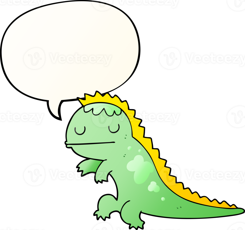 cartoon dinosaur with speech bubble in smooth gradient style png