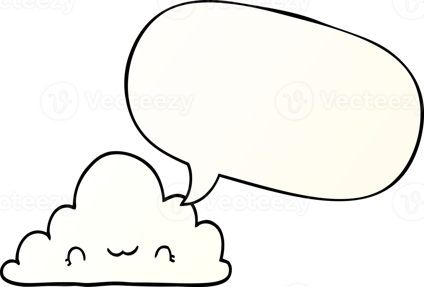 cute cartoon cloud with speech bubble in smooth gradient style png