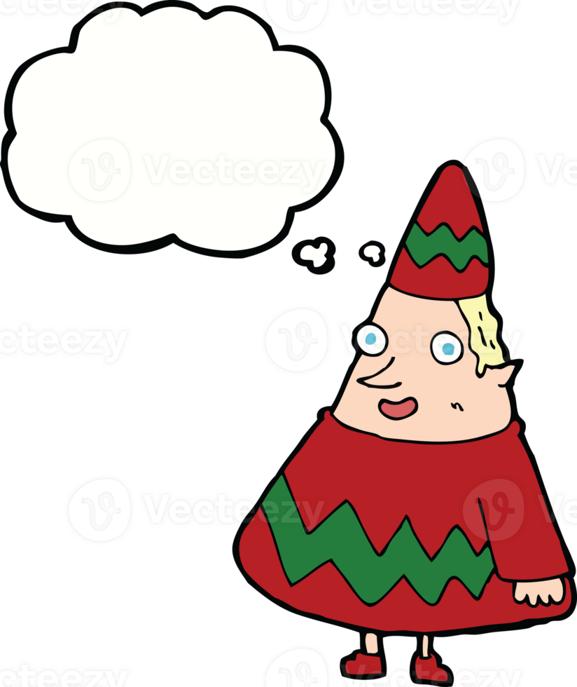 cartoon elf with thought bubble png